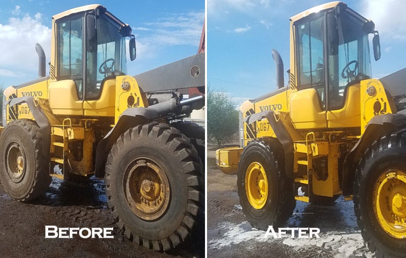 Before & After Power Washing Heavy Equipment
